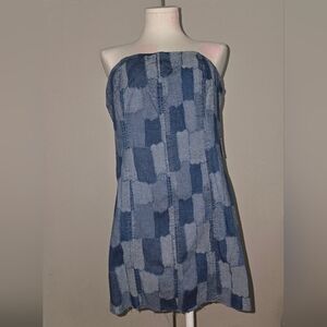 Wild Fable Strapless Jean patch dress NWT